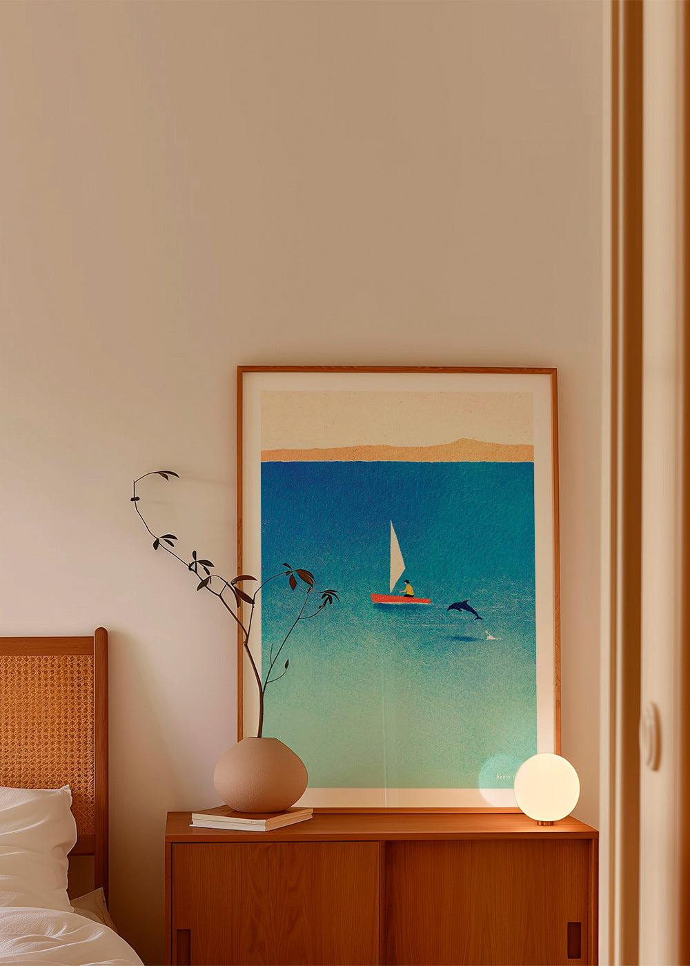 Quadro com delfim e veleiro no mar azul – Product3