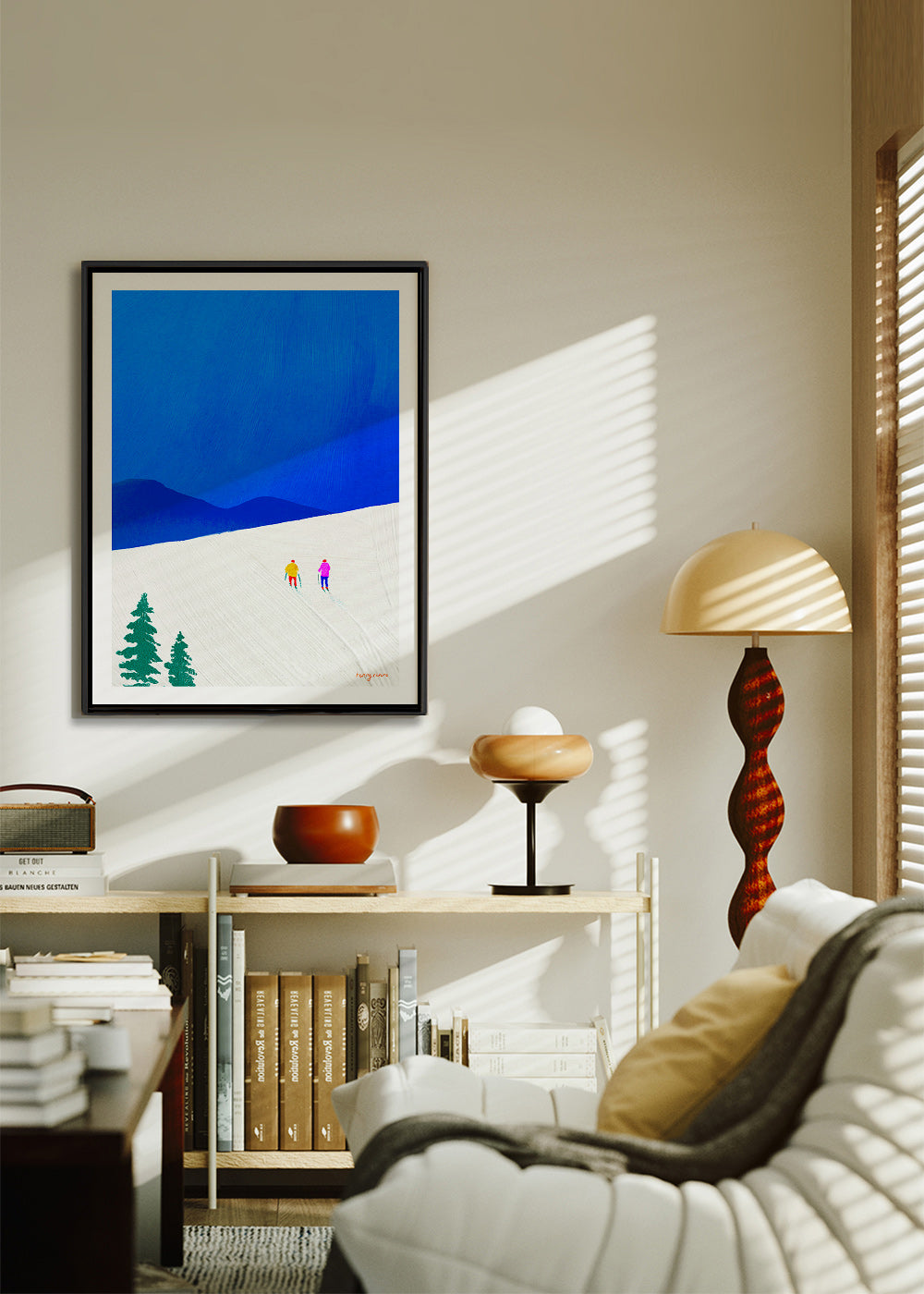 Arte desportiva: esquiadores na encosta – Canvas1