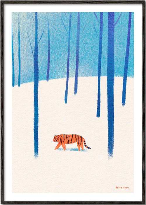Quadro tigre na neve – Black Frame