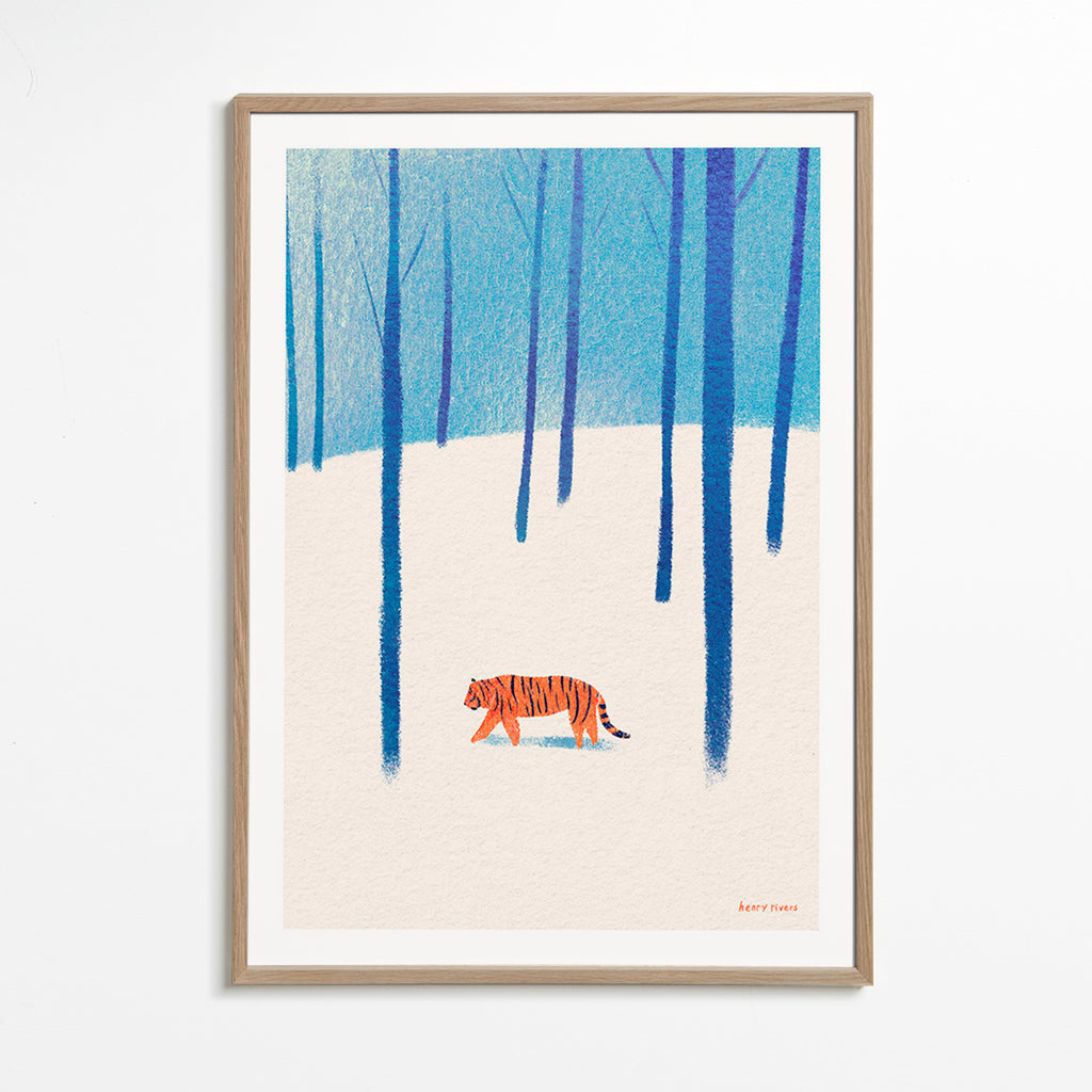 Quadro tigre na neve – Oak Frame