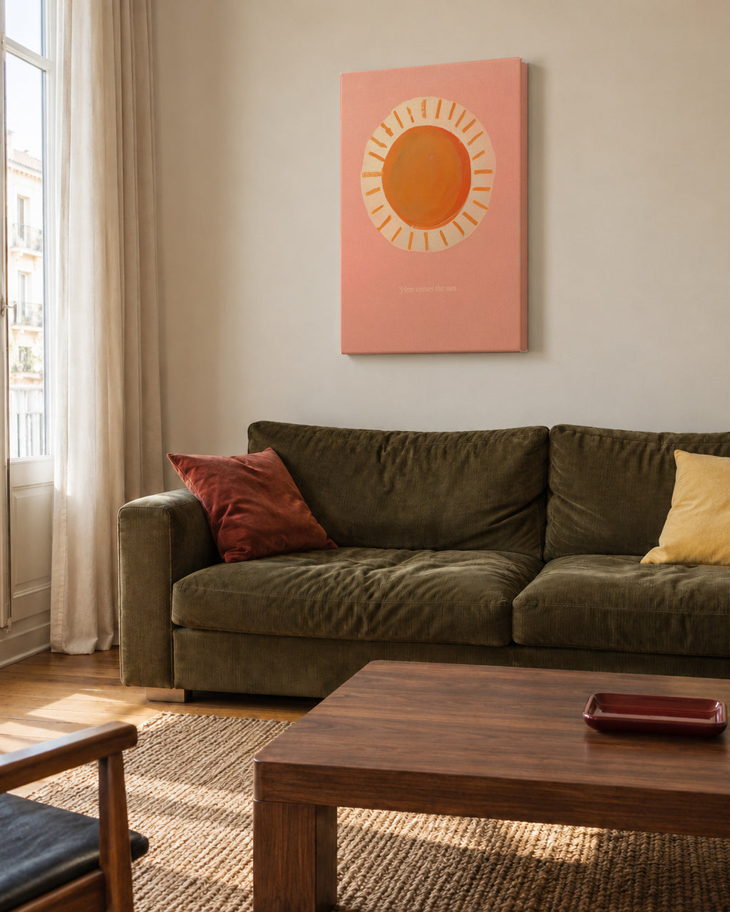 Here comes the sun - Unframed canvas in an interior