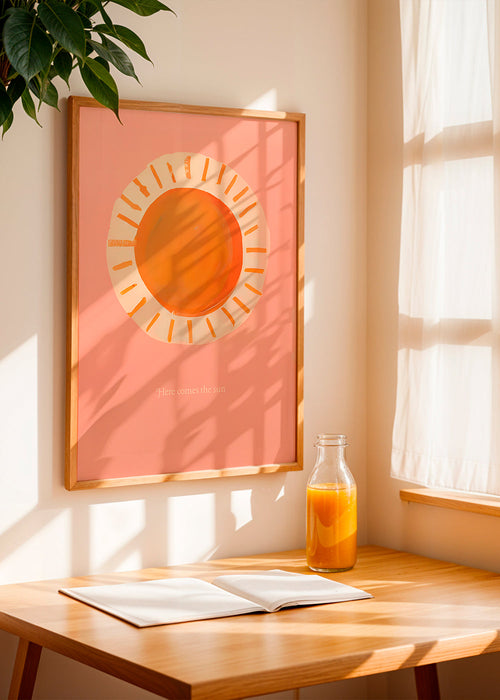 Ilustração sol minimal em rosa
