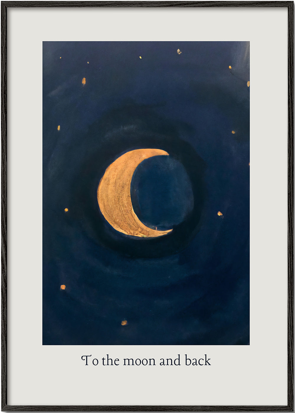Ilustração lunar com crescente dourado