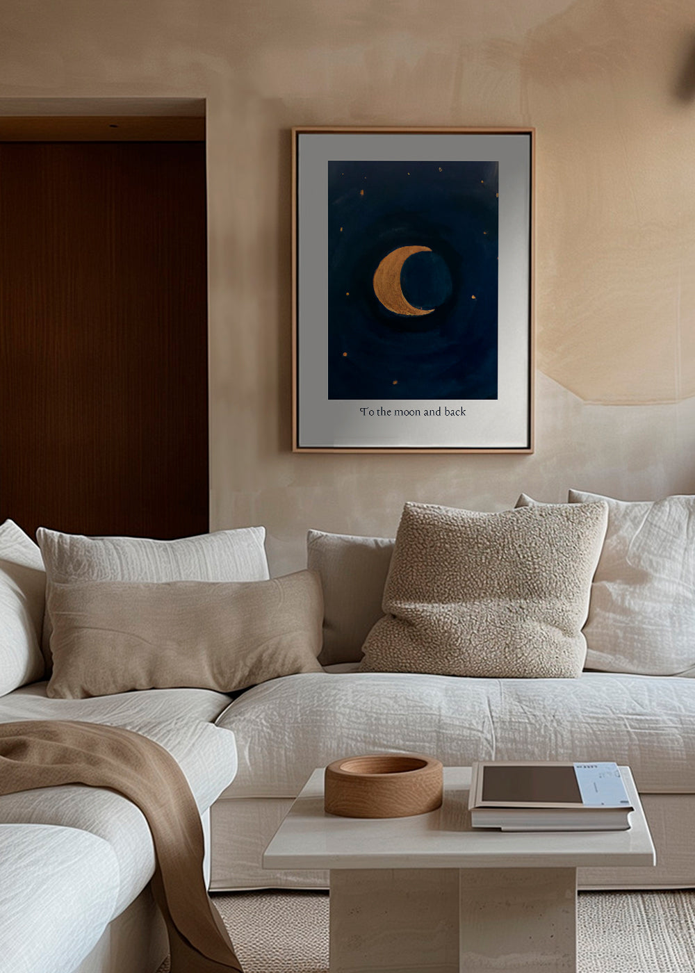 Ilustração lunar com crescente dourado