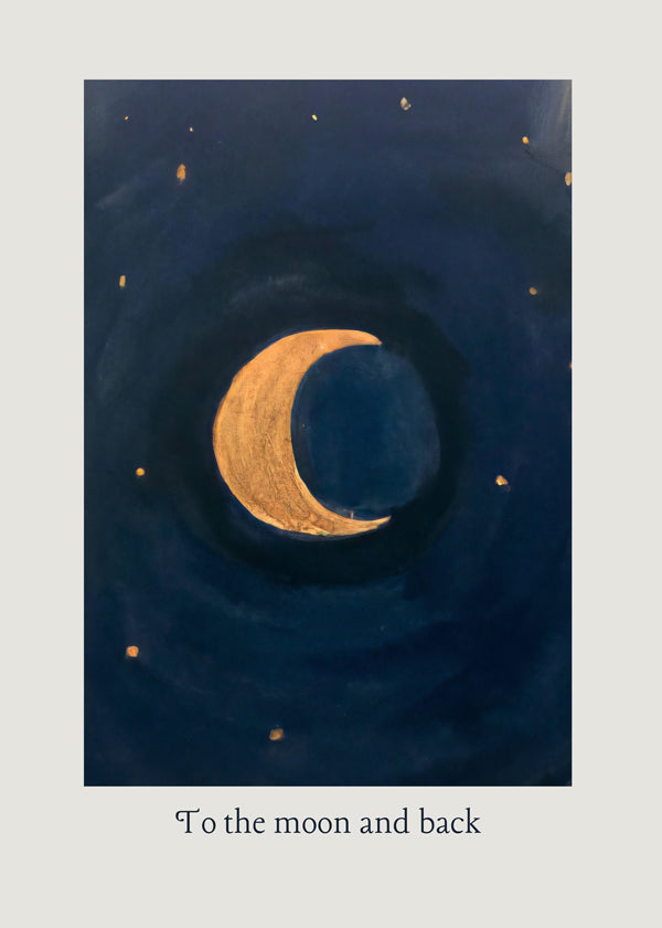 Ilustração lunar com crescente dourado