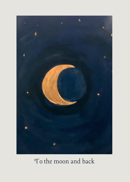 Ilustração lunar com crescente dourado