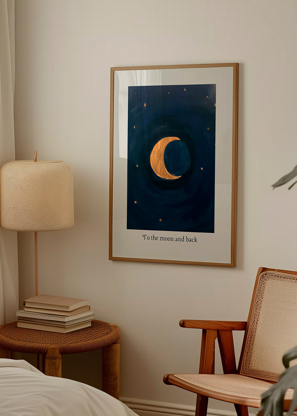 Ilustração lunar com crescente dourado