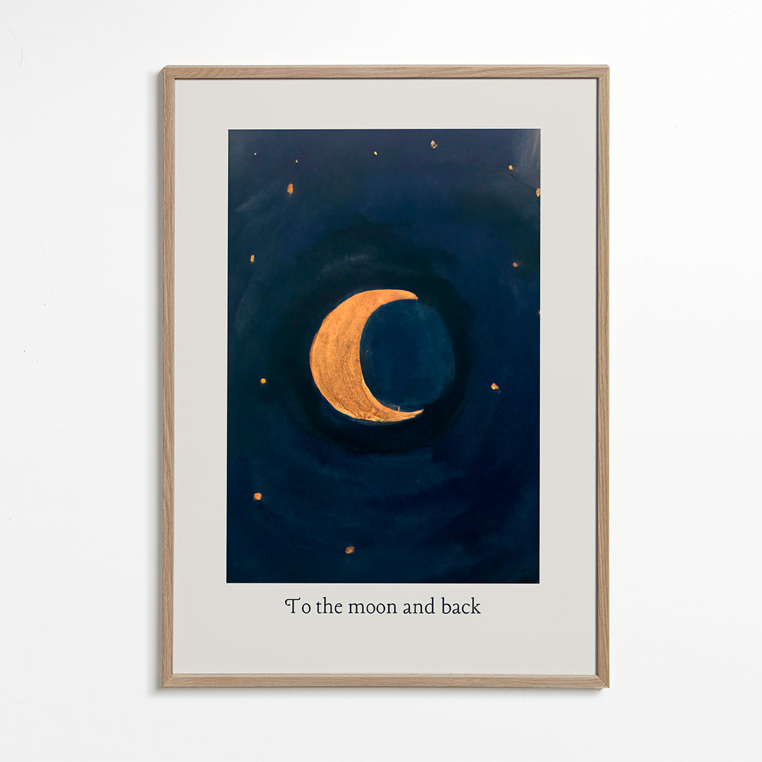 Ilustração lunar com crescente dourado