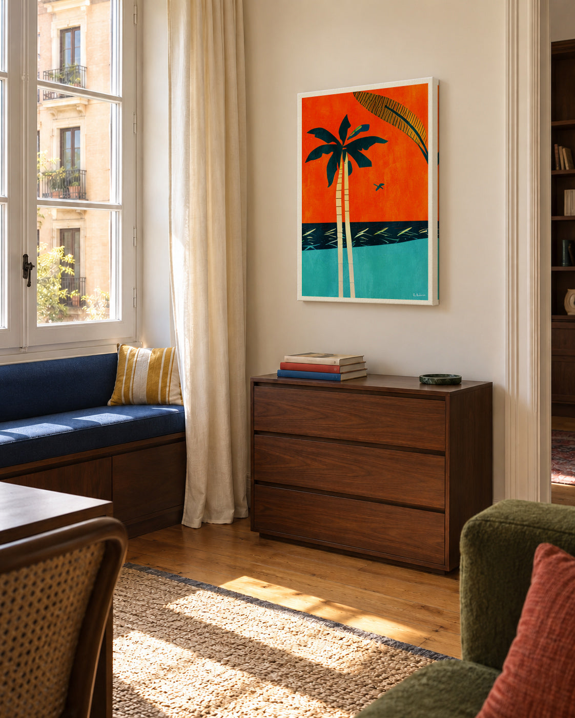 Barbados Sunset - Unframed canvas in an interior