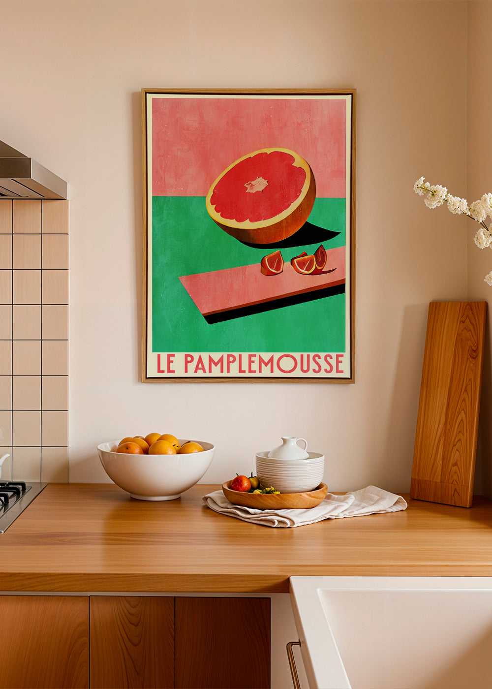 Arte para cozinha: pôster de grapefruit vintage