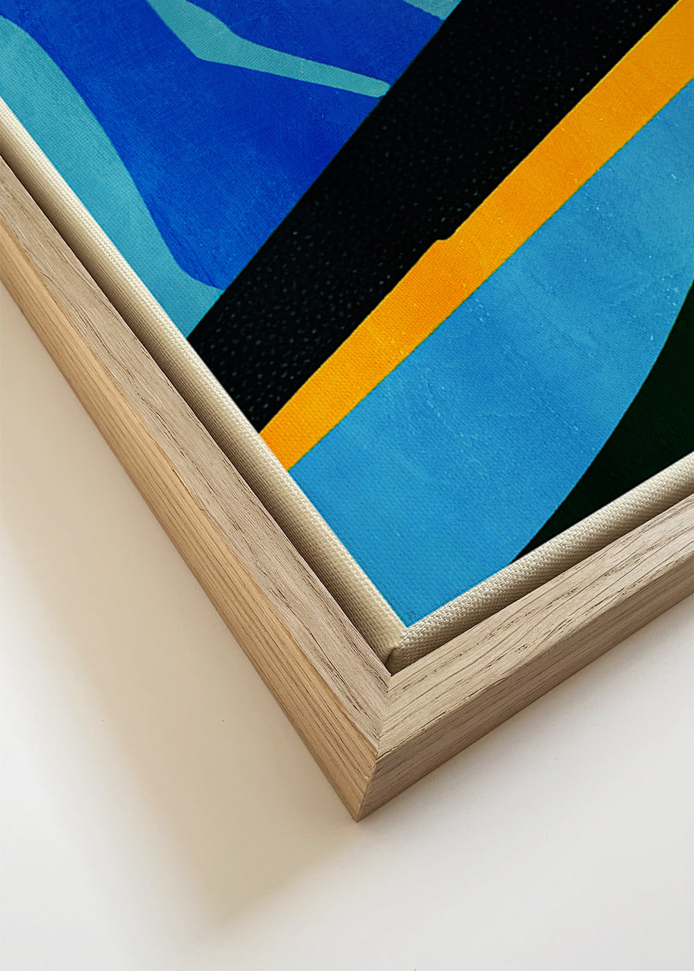Quadro de paisagem com picos azuis estilizados