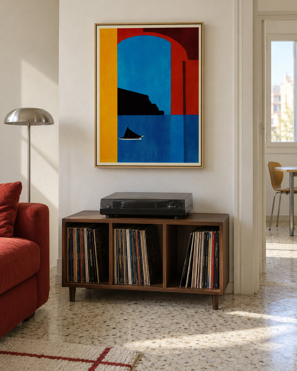 Sunset Cruise In Italy - Framed canvas in an interior