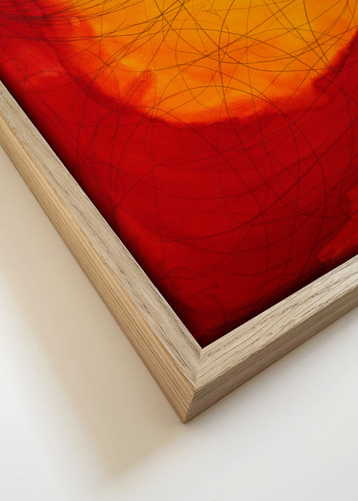 Quadro abstrato vermelho e amarelo – Canvas detail