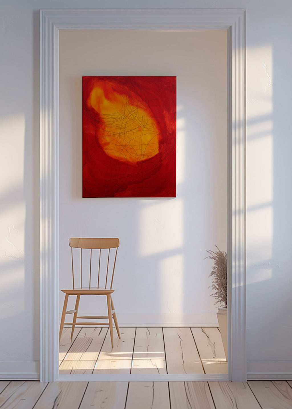 Quadro abstrato vermelho e amarelo – Canvas