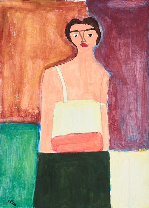 Ilustração: retrato feminino em blocos de cor