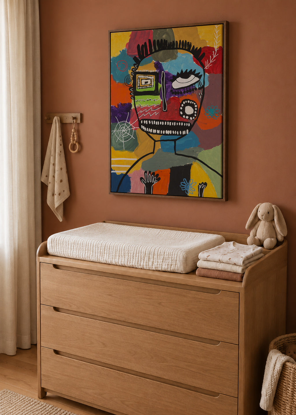 Pensando en las musarañas - Carmen Álvarez - Framed canvas in an interior