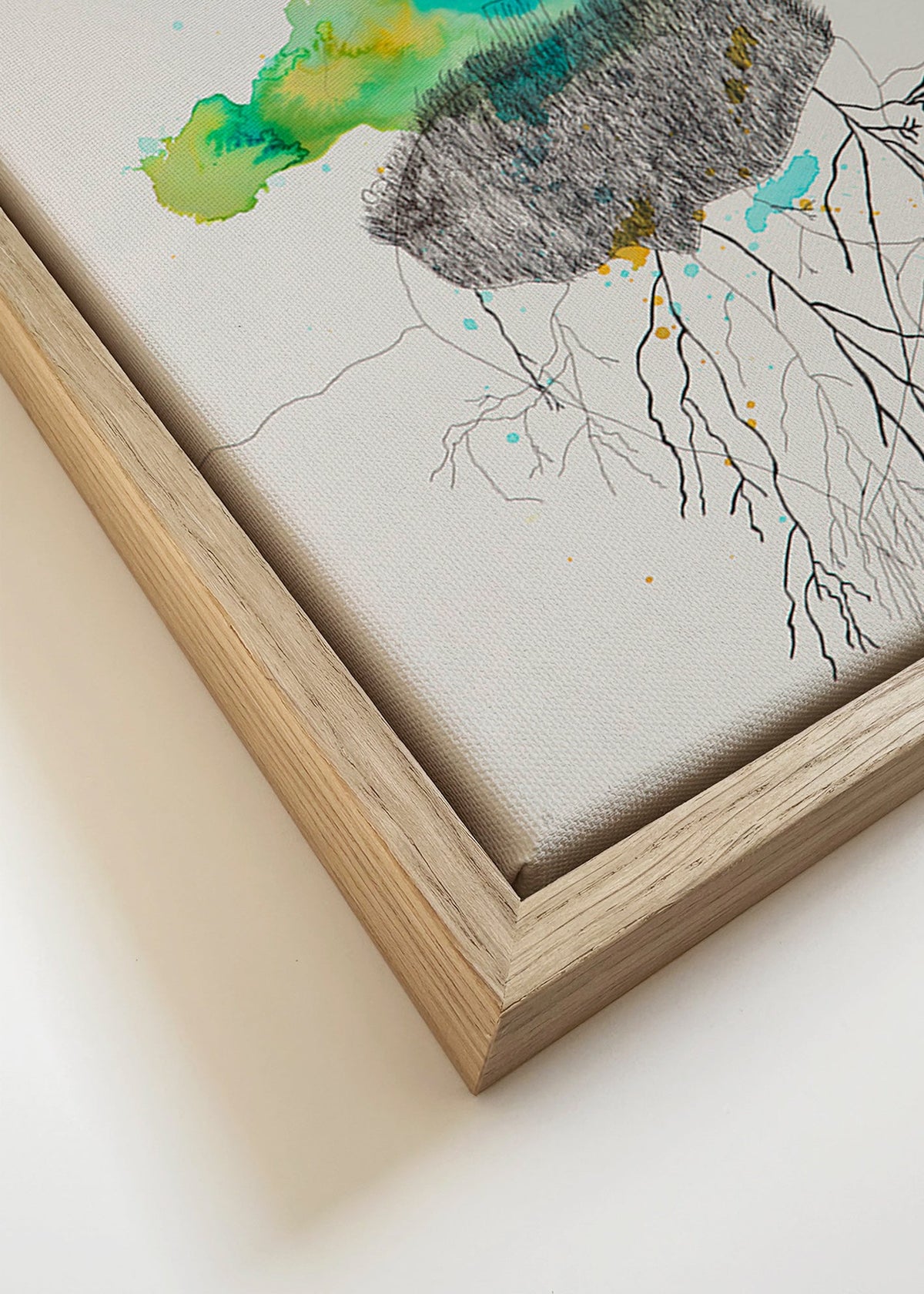 Estampa botânica árvore e raízes em tinta e aquarela – Canvas detail