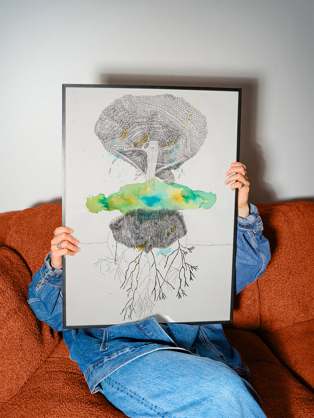 Estampa botânica árvore e raízes em tinta e aquarela – Product2