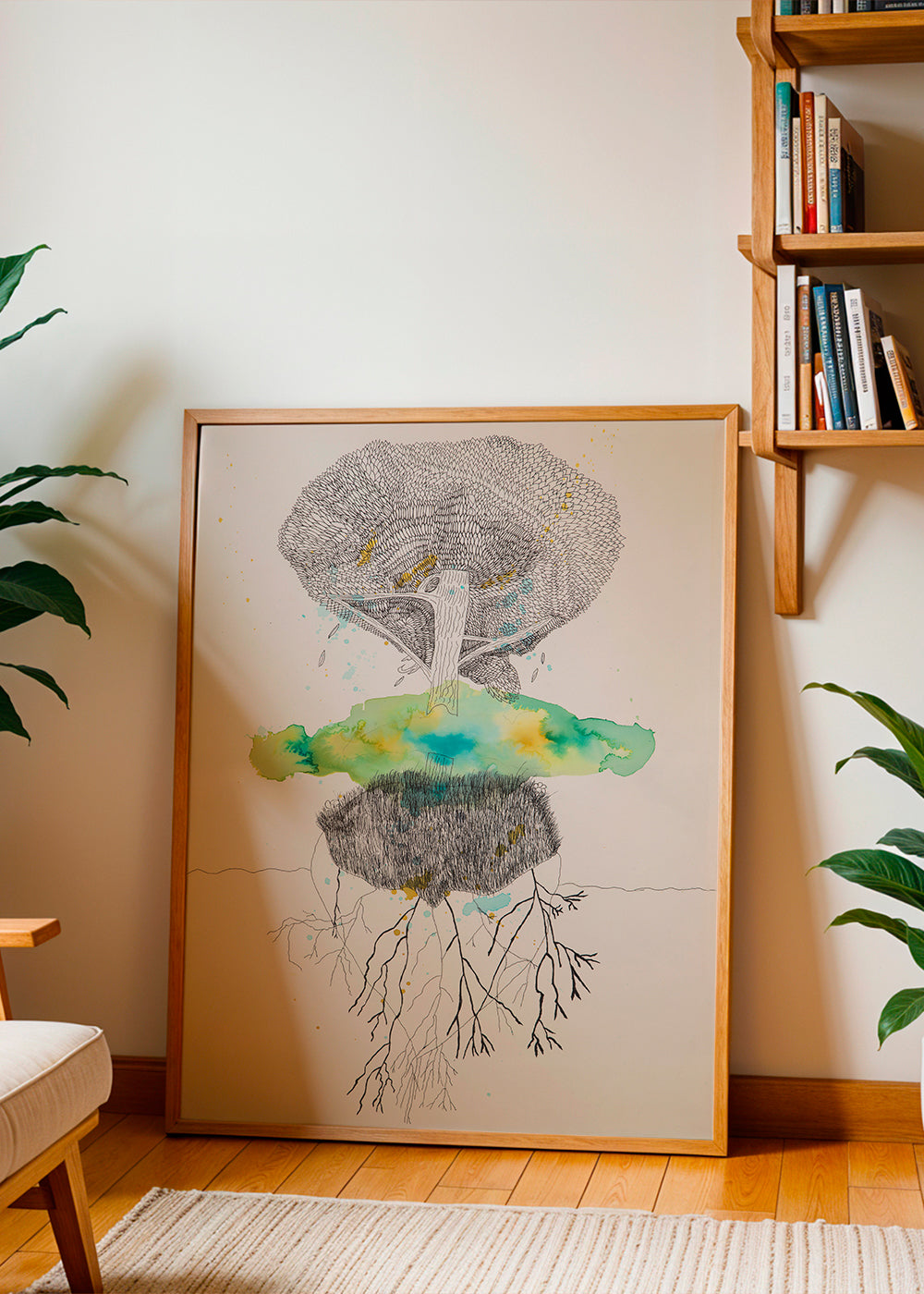 Estampa botânica árvore e raízes em tinta e aquarela – Product3
