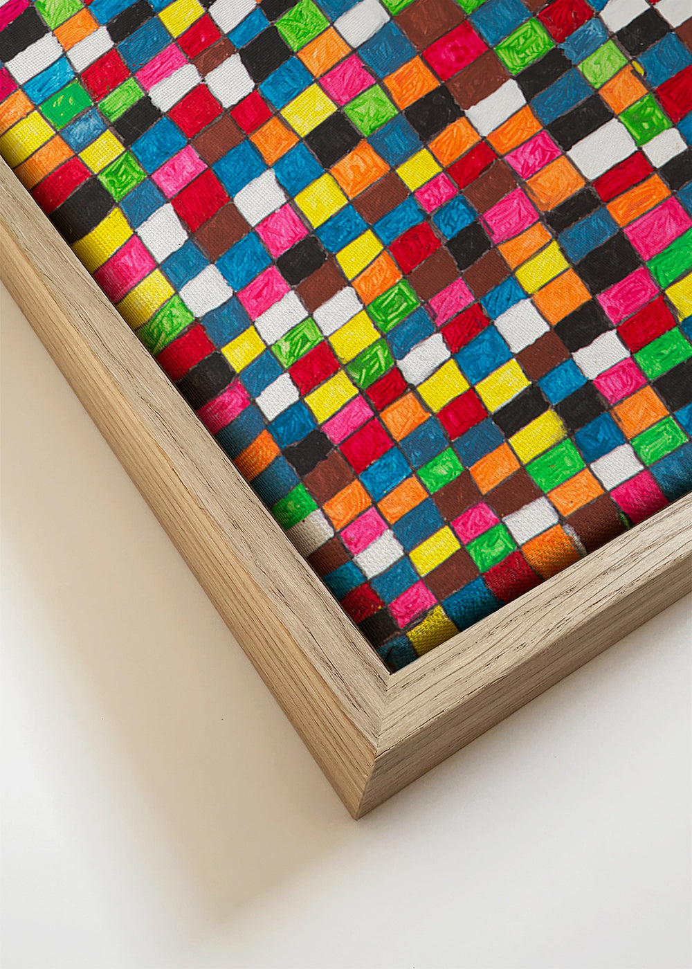 Quadro geométrico: mosaico colorido em grade