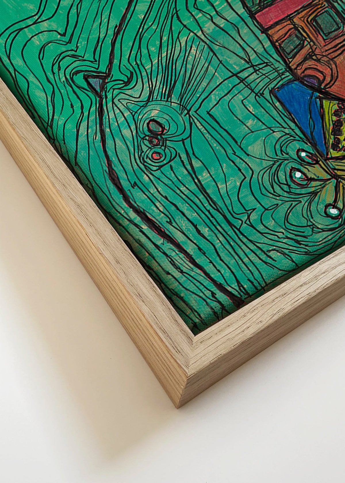 Ilustração divertida com figura sobre fundo verde – Canvas detail