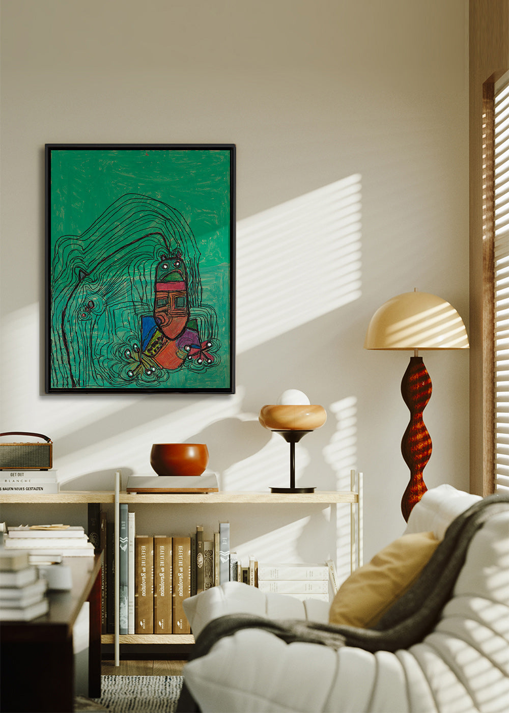 Ilustração divertida com figura sobre fundo verde – Canvas2
