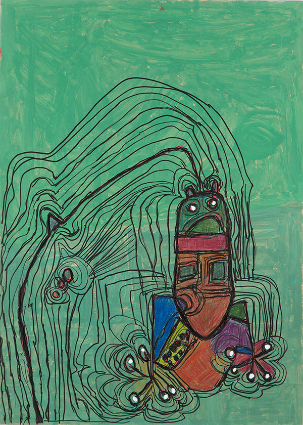 Ilustração divertida com figura sobre fundo verde
