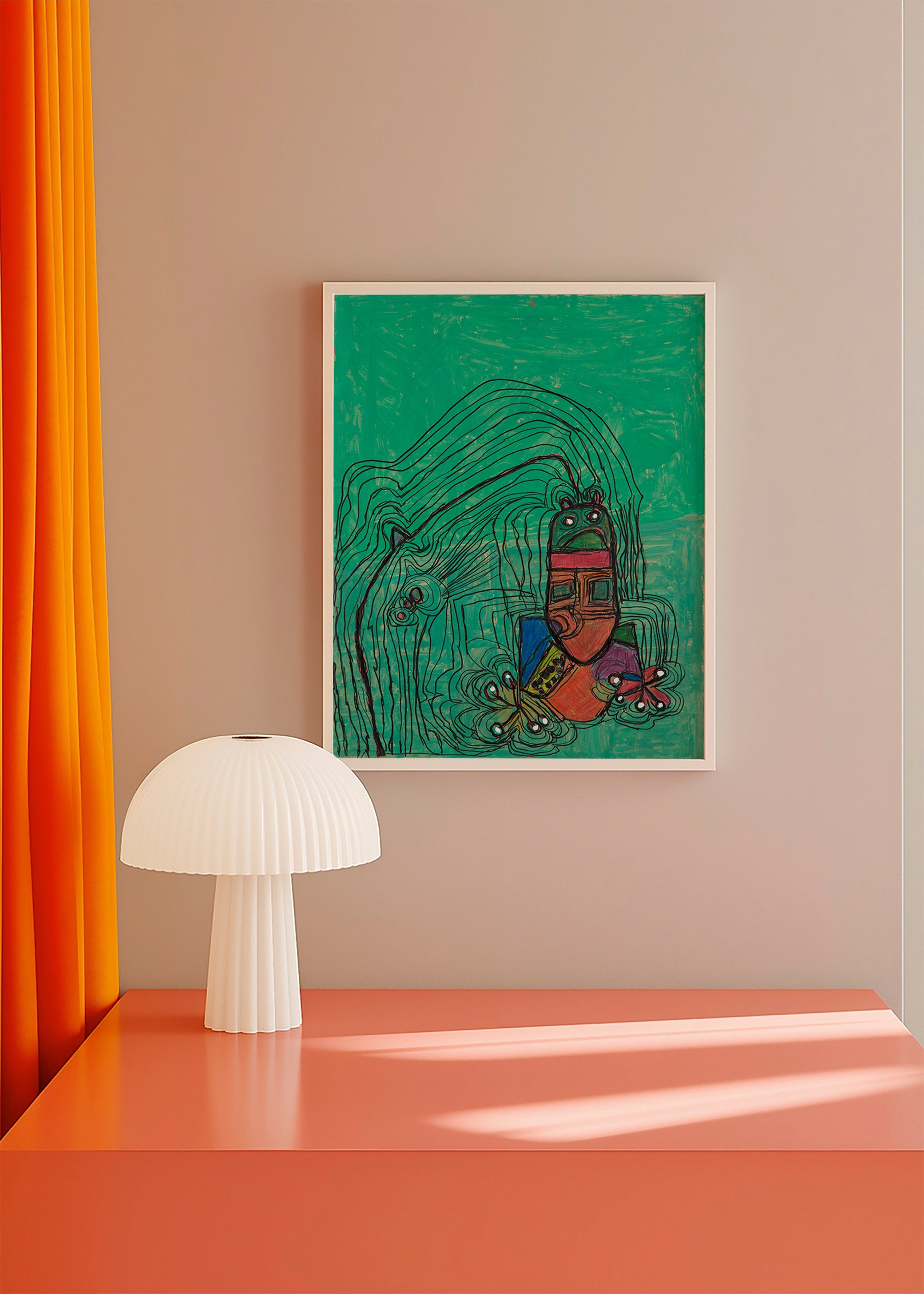 Ilustração divertida com figura sobre fundo verde – Product1