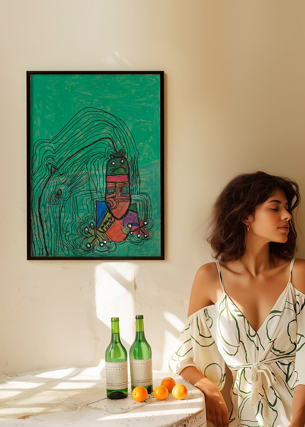Ilustração divertida com figura sobre fundo verde – Product2