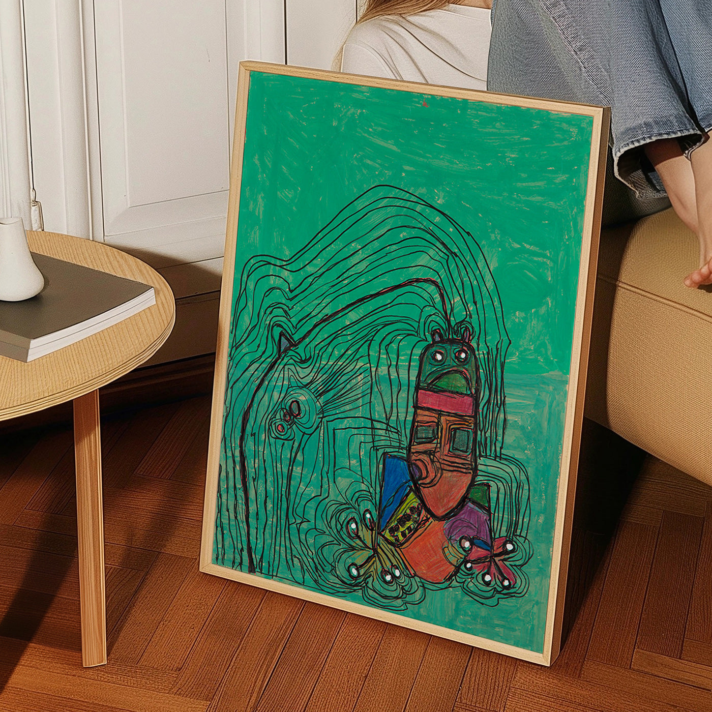Ilustração divertida com figura sobre fundo verde – Product3
