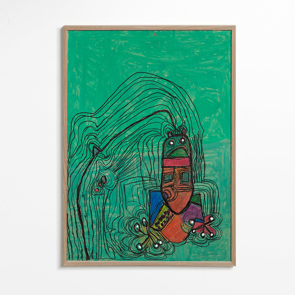Ilustração divertida com figura sobre fundo verde – Oak Frame
