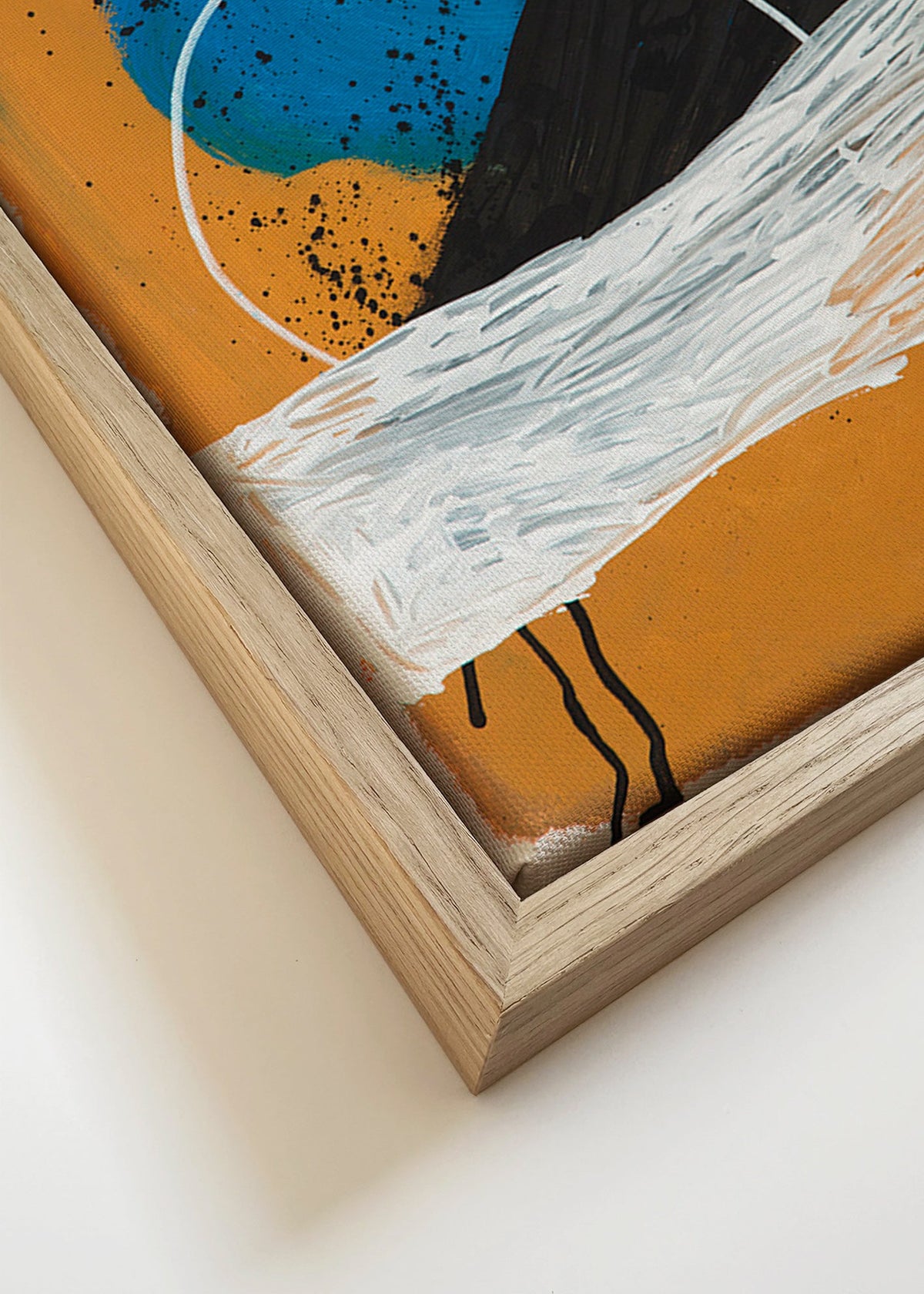 Quadro abstrato arco costeiro em ocre e azul – Canvas detail