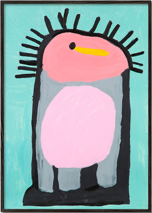 Lâmina infantil pinguim rosa divertido – Black Frame