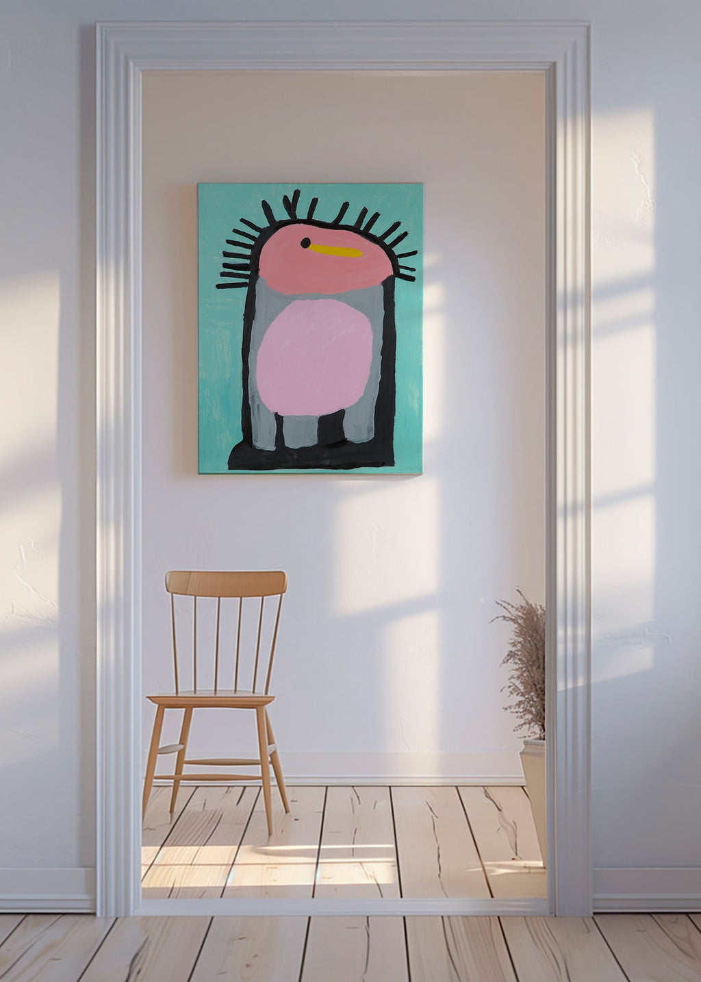 Lâmina infantil pinguim rosa divertido – Canvas