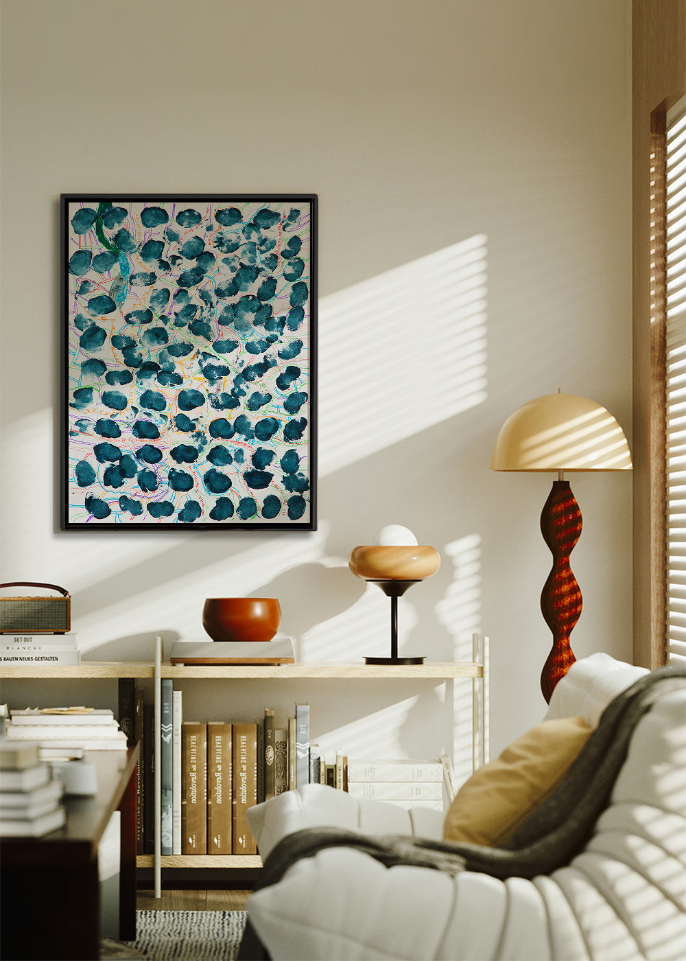 Quadro abstrato com manchas azul-marinho – Canvas1