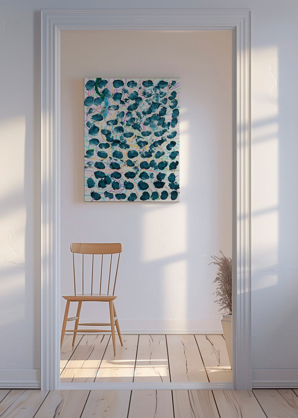 Quadro abstrato com manchas azul-marinho – Canvas
