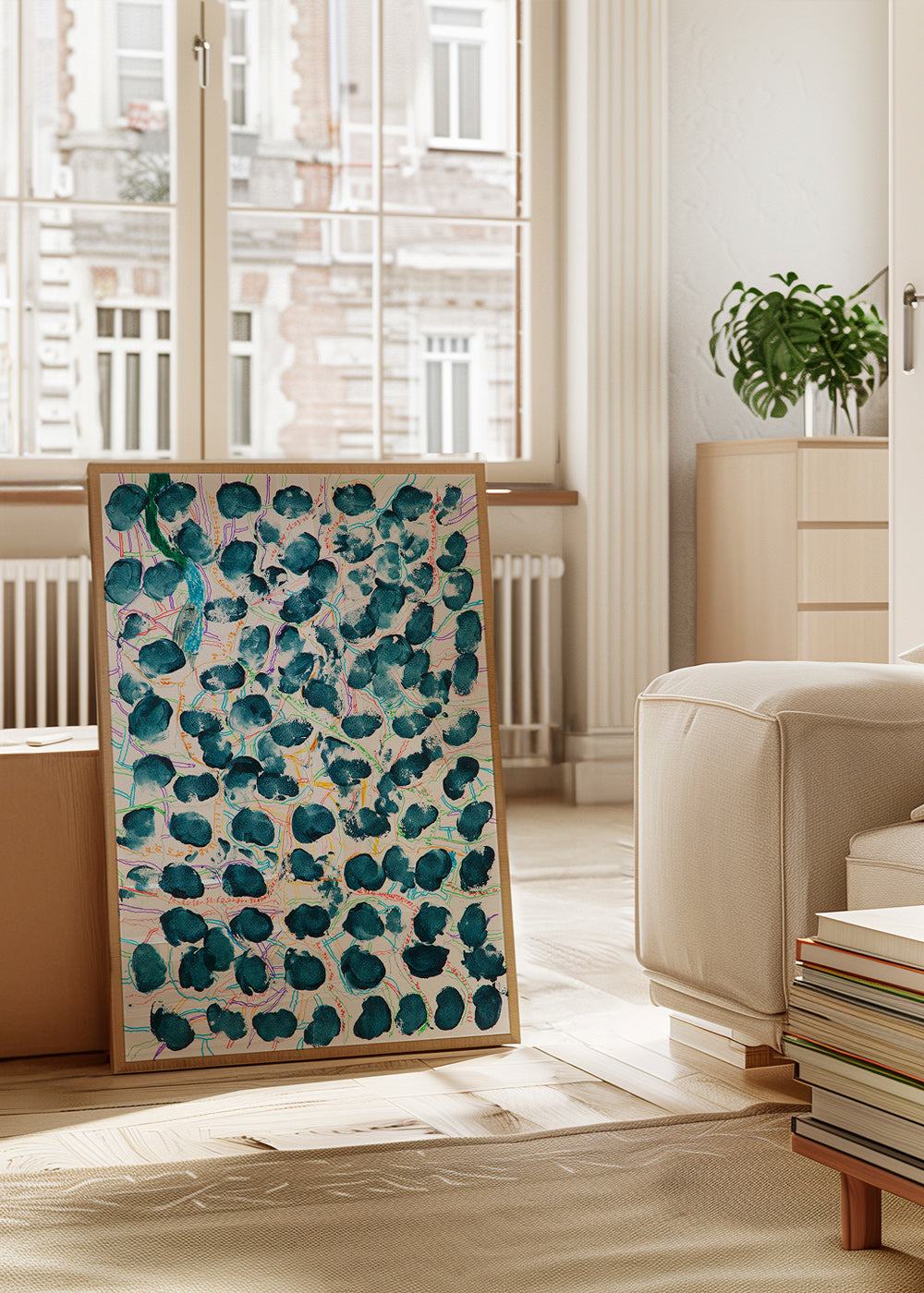Quadro abstrato com manchas azul-marinho – Product1