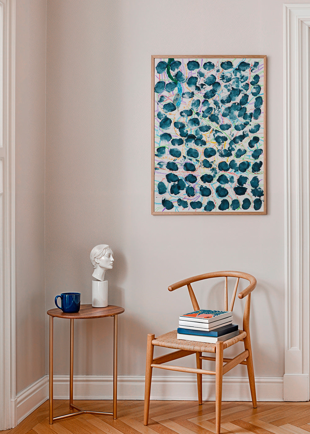 Quadro abstrato com manchas azul-marinho – Product2