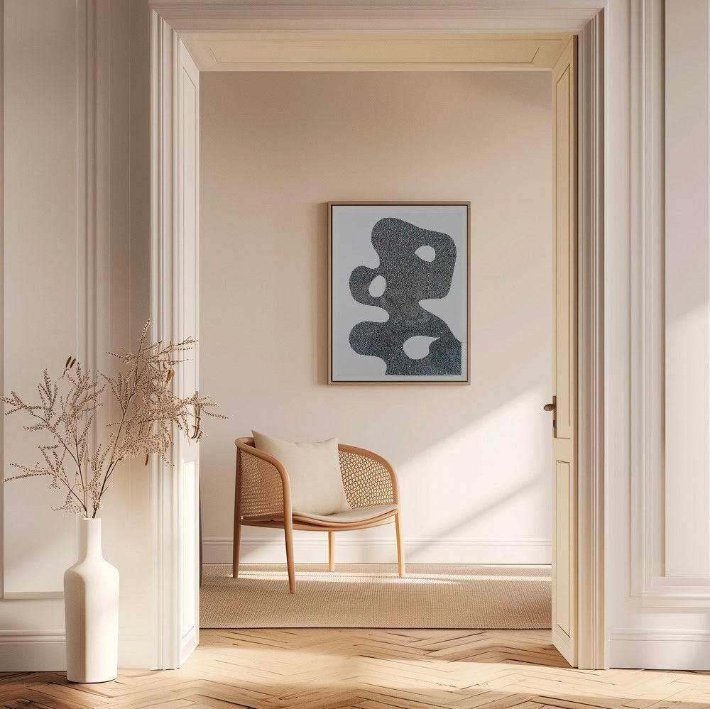 Obra abstrata pontilhada de grande silhueta – Canvas1