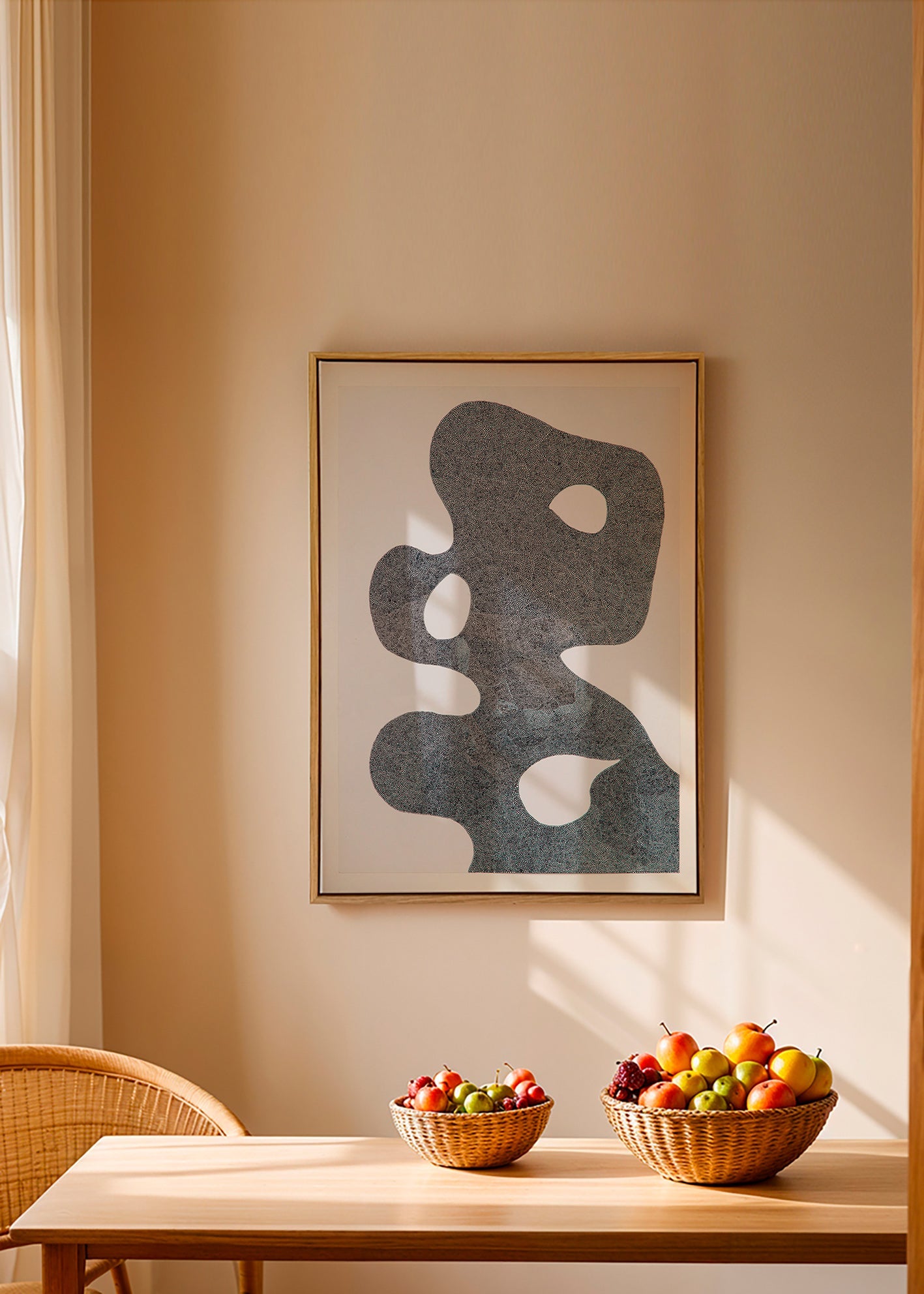 Obra abstrata pontilhada de grande silhueta – Canvas2