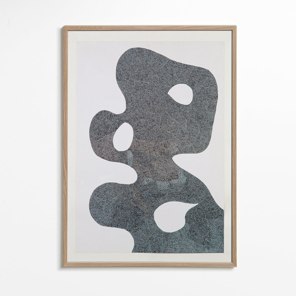 Obra abstrata pontilhada de grande silhueta – Oak Frame