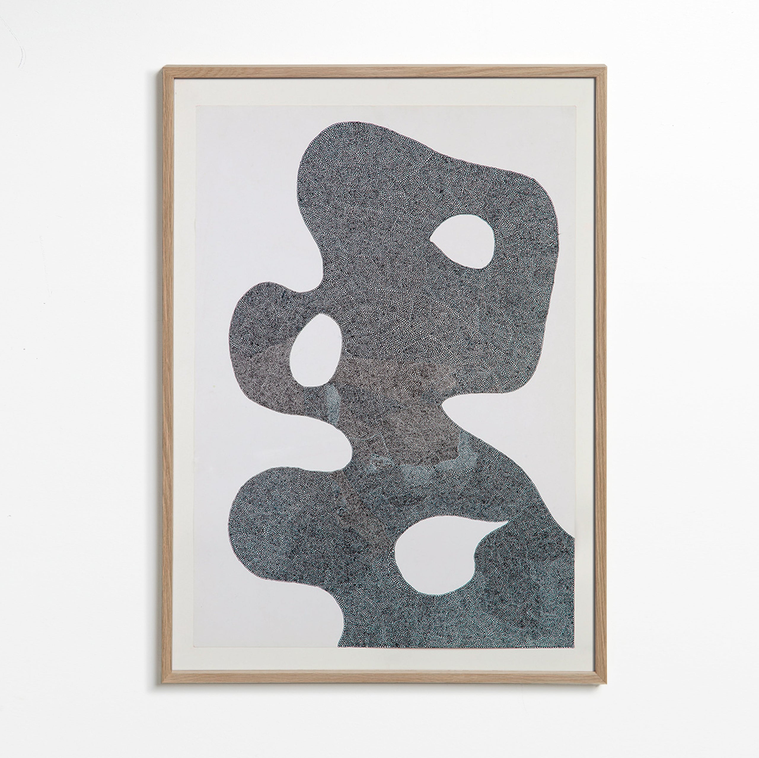 Obra abstrata pontilhada de grande silhueta – Oak Frame
