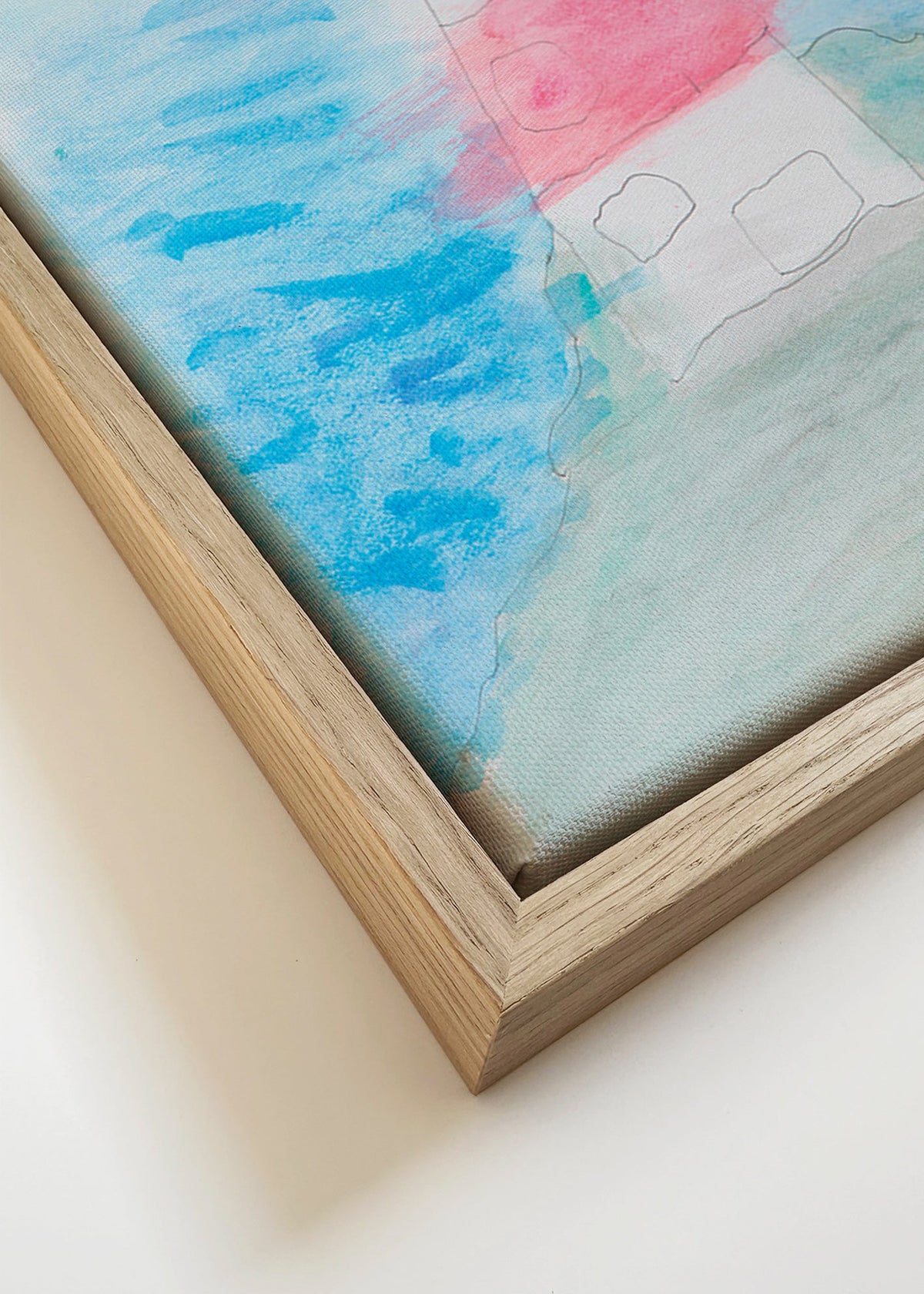 Arte paisagística com farol em aquarela – Canvas detail