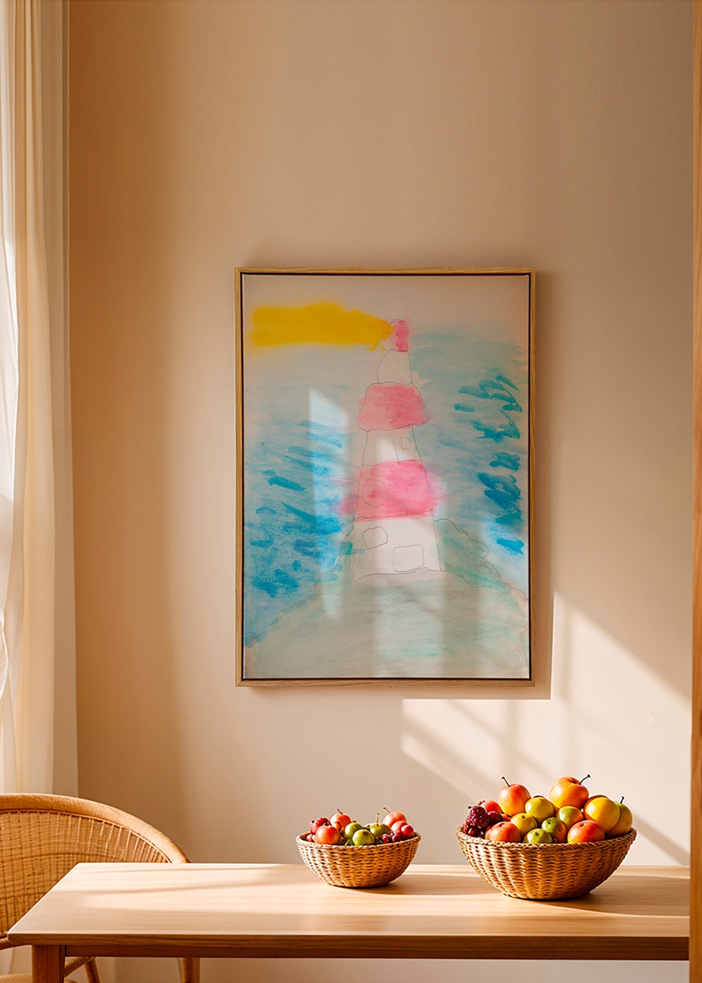 Arte paisagística com farol em aquarela – Canvas1