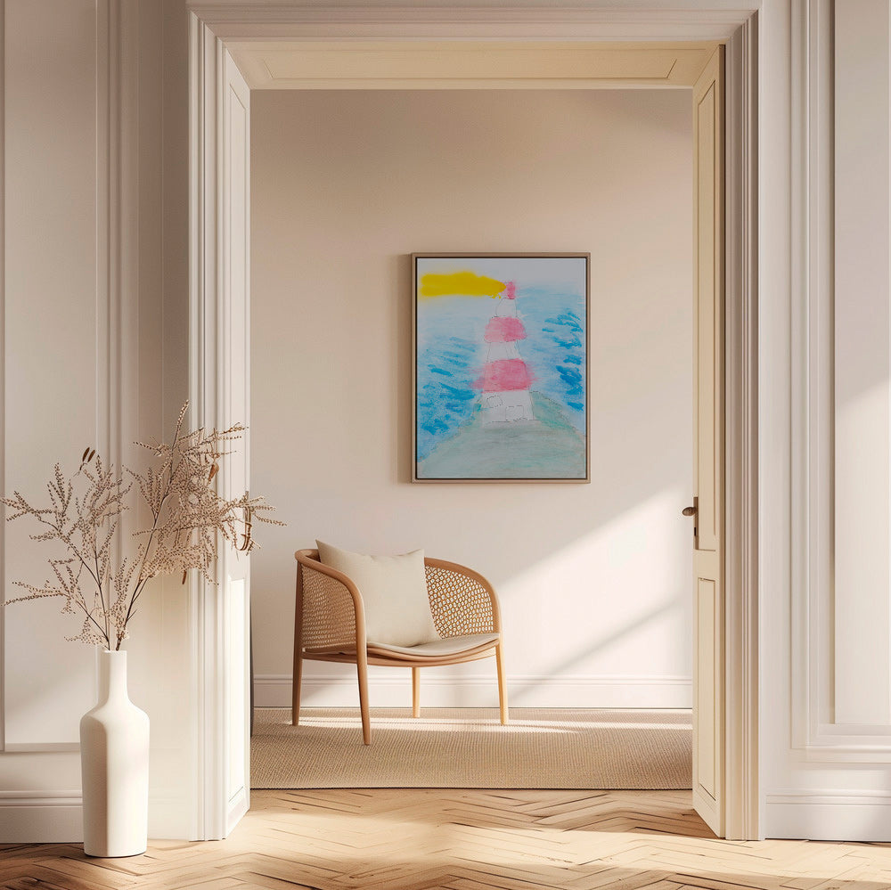 Arte paisagística com farol em aquarela – Canvas2