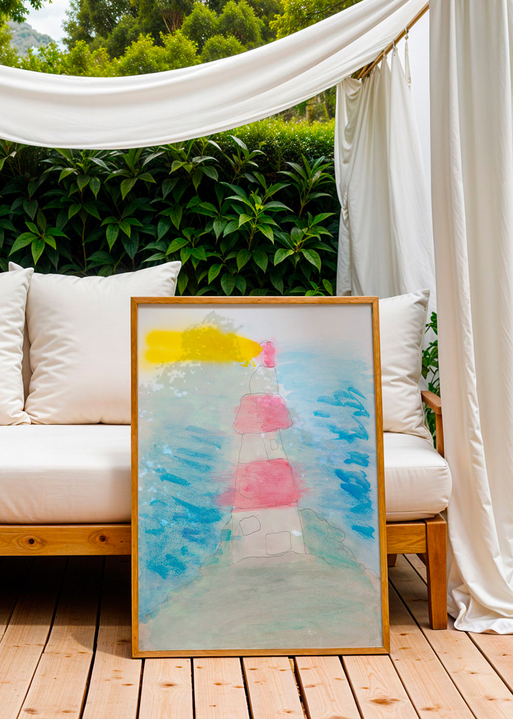 Arte paisagística com farol em aquarela – Product1