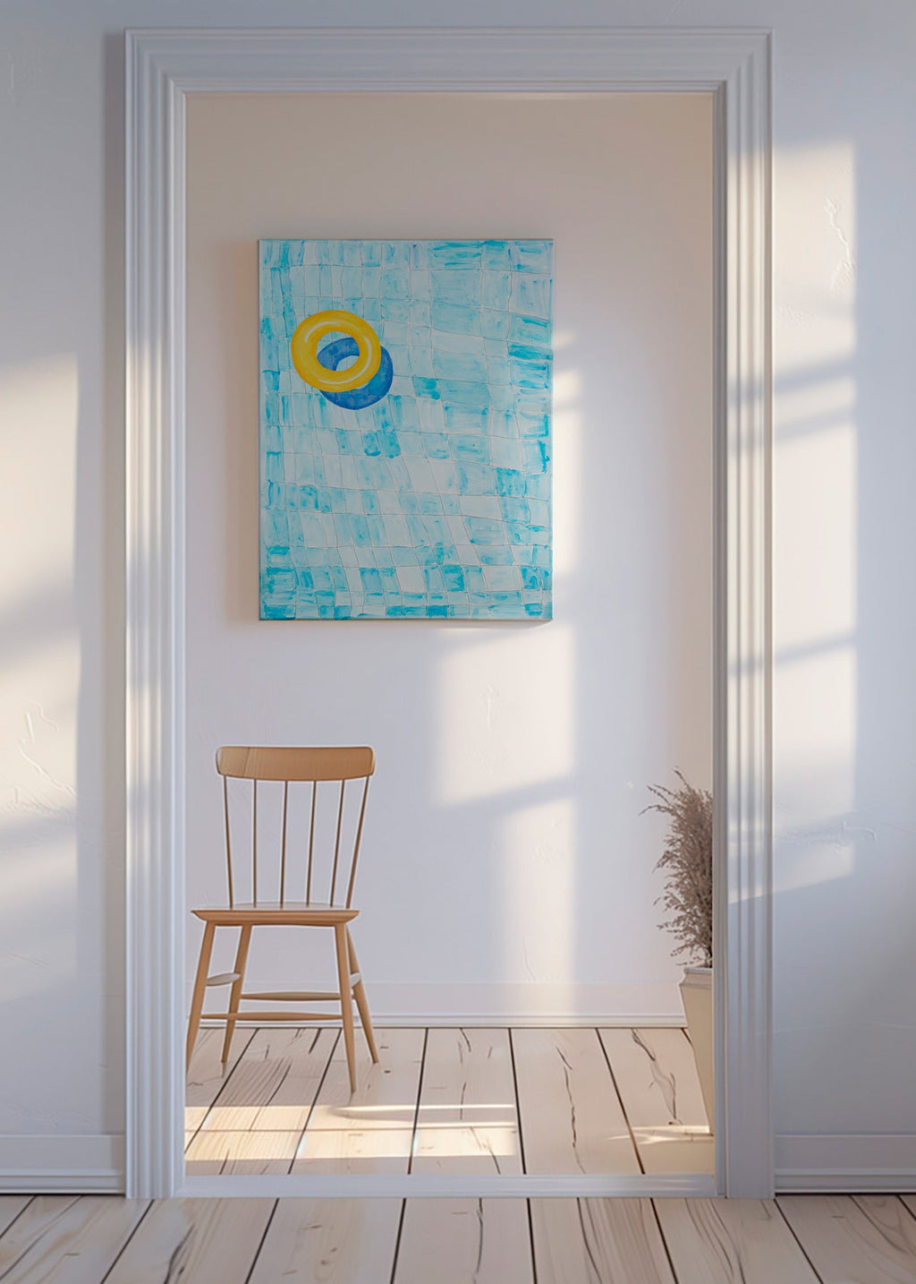 Quadro minimalista com boia amarela – Canvas