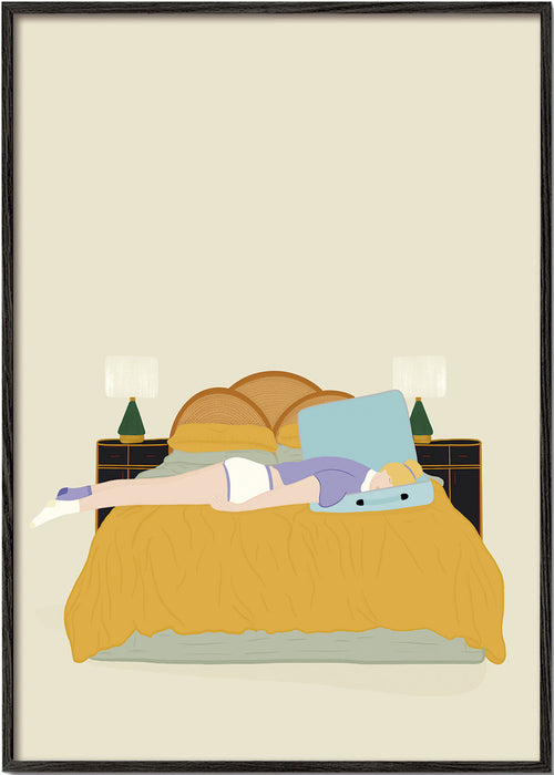 Ilustração de pessoa deitada na cama