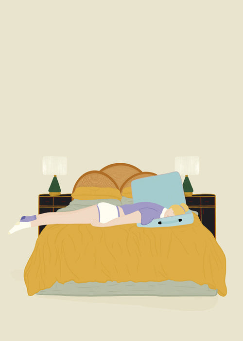 Ilustração de pessoa deitada na cama