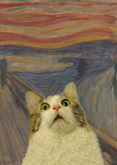 Quadro: gato em paisagem expressionista